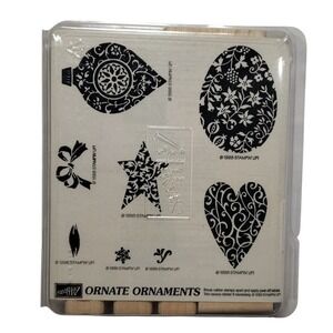 Vintage Stampin Up Wood Mount Ornate Ornaments‎ Stamp Set 1998 New Old Stock